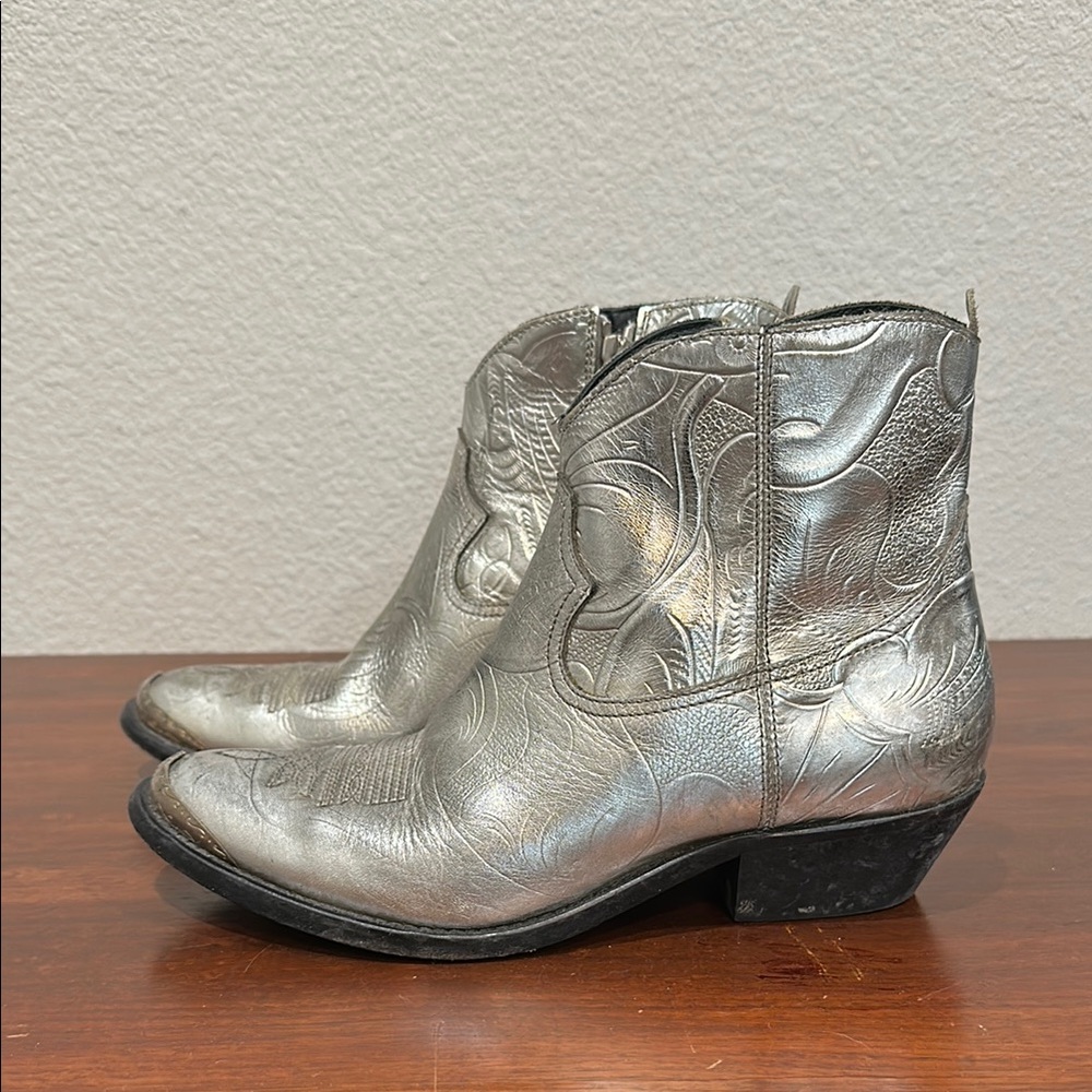 🩶 Authentic Golden Goose Silver Ankle Boots Size 7.5